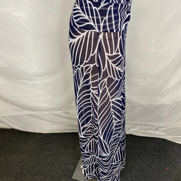 Devon Windsor Women's Akris Sheer Resort Skirt Navy Palm Print Size S - Picture 2 of 9